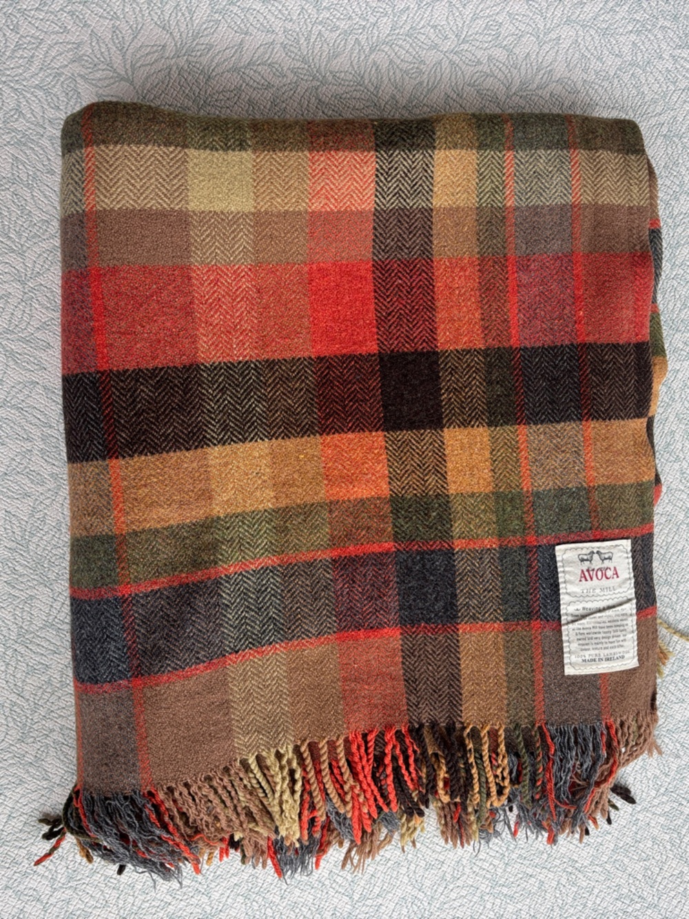 Avoca Multi-Color Wool Plaid Throw Blanket - Rust & Earth Tones